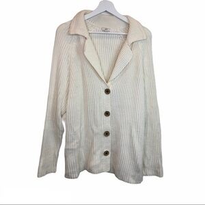 J. Jill Cream Heavy Knit Sz 1X Button Sweater
